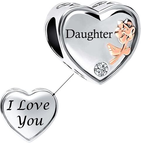 NARTGO Rose Flower Heart I Love You Mom Wife Auntie Sister Grandma Nana Charm Compatible with Pandora Charms Bracelets in Saudi Arabia