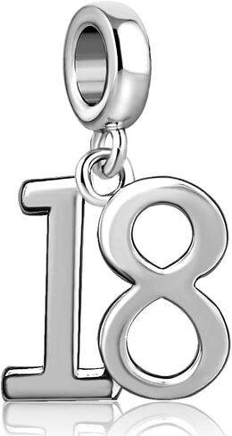 16،18،21،50 سنة سحر عيد ميلاد سعيد هدية عيد ميلاد استرخى رقم الحظ خرز تميمة متوافق مع أساور باندورا تشارمز in Kuwait