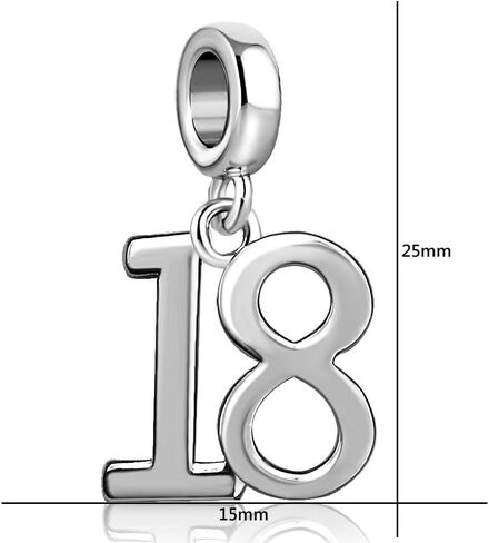 16،18،21،50 سنة سحر عيد ميلاد سعيد هدية عيد ميلاد استرخى رقم الحظ خرز تميمة متوافق مع أساور باندورا تشارمز in Kuwait