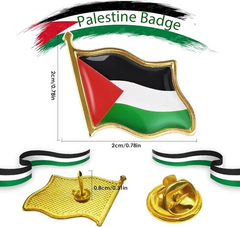 Palestine Flag Pin Badge, AhfuLife Palestine Pin Button Badge Palestinian Lapel Badge Alloy for Patriotic Activities, Parade Decoration in Kuwait