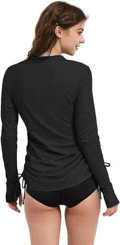 LilyCat Women's Rash Guard Long Sleeve Sun Protection Clothing Half Zip Swim Shirt Side Adjustable Swimsuit Tops in Kuwait