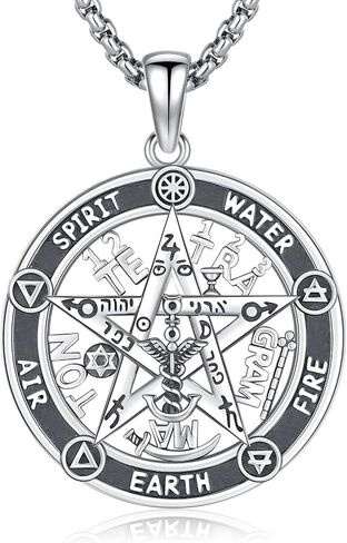 Tetragrammaton/الخماسي/الثلاثية القمر إلهة قلادة للرجال النساء 925 الفضة الاسترليني الساحرة عقدة الخماسي قلادة الوثنية الويكا تميمة الطاقة الهدايا والمجوهرات in Kuwait