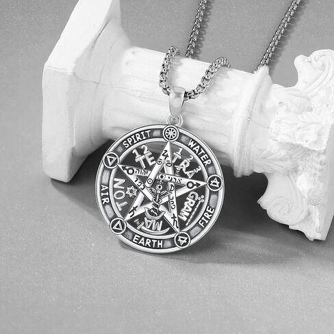 Tetragrammaton/الخماسي/الثلاثية القمر إلهة قلادة للرجال النساء 925 الفضة الاسترليني الساحرة عقدة الخماسي قلادة الوثنية الويكا تميمة الطاقة الهدايا والمجوهرات in Kuwait