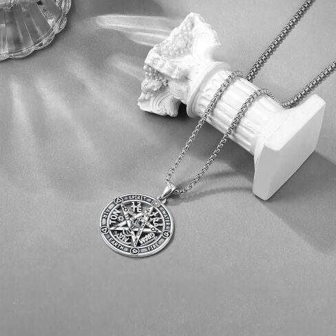 Tetragrammaton/الخماسي/الثلاثية القمر إلهة قلادة للرجال النساء 925 الفضة الاسترليني الساحرة عقدة الخماسي قلادة الوثنية الويكا تميمة الطاقة الهدايا والمجوهرات in Kuwait