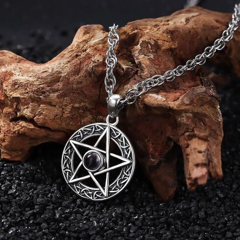Tetragrammaton/الخماسي/الثلاثية القمر إلهة قلادة للرجال النساء 925 الفضة الاسترليني الساحرة عقدة الخماسي قلادة الوثنية الويكا تميمة الطاقة الهدايا والمجوهرات in Kuwait