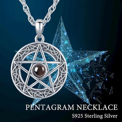 Tetragrammaton/الخماسي/الثلاثية القمر إلهة قلادة للرجال النساء 925 الفضة الاسترليني الساحرة عقدة الخماسي قلادة الوثنية الويكا تميمة الطاقة الهدايا والمجوهرات in Kuwait