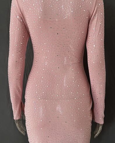LOUSEA Women Sequin Dress Long Sleeve Sparkly Mini Dress Square Cut Collar Party Dress Slim fit Bodycon Shiny Club Dress in Saudi Arabia