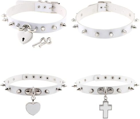 4Pcs Harajuku Rivets Choker PU Leather Collar Gothic Necklace Adjustable Size Neck Accessories in Saudi Arabia