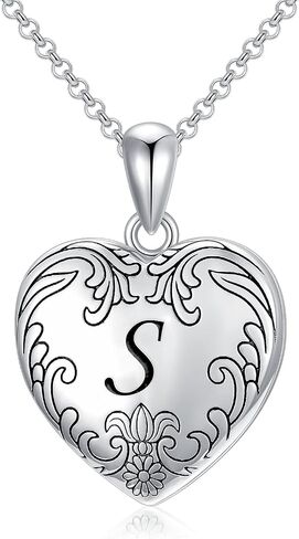 SOULMEET 10K 14K 18K Solid White Gold/Plated Gold Locket Cameo Initial Heart Locket Necklace That Holds Pictures Personalized Photo Locket Necklace Alphabet A-Z in Saudi Arabia