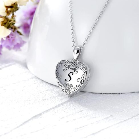 SOULMEET 10K 14K 18K Solid White Gold/Plated Gold Locket Cameo Initial Heart Locket Necklace That Holds Pictures Personalized Photo Locket Necklace Alphabet A-Z in Saudi Arabia