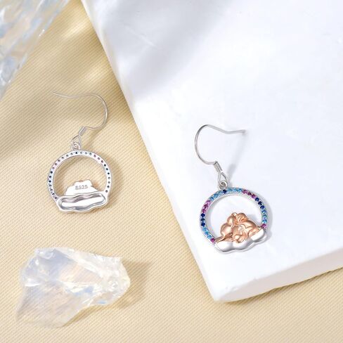 الفطر الضفدع الباندا باو طباعة أقراط 925 فضة كريستال Moonstone استرخى أقراط الحيوان مجوهرات هدايا للنساء عشاق الحيوانات in Kuwait