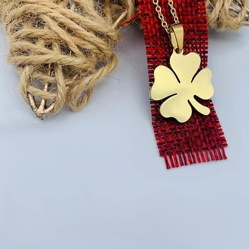 قلادة البرسيم 4 أوراق من مول أوف ستايل - قلادة شامروك للنساء - قلادات البرسيم للفتيات - قلادة عيد القديس باتريك - قلادة الجني - قلادة أيرلندية (ذهبي) in Kuwait