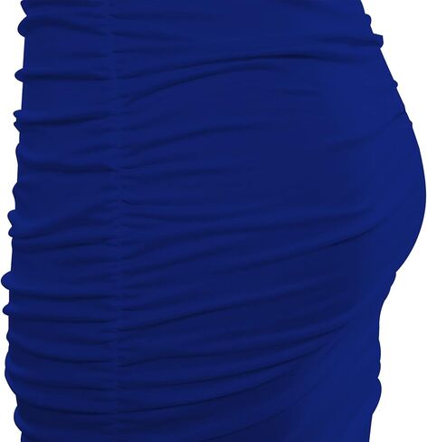 فستان ECHOINE نسائي مثير مكشكش أنيق برقبة وهمية فستان متوسط ​​الطول بأكمام طويلة للحفلات S XXL in Kuwait