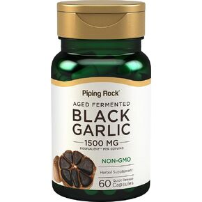 Piping Rock Black Garlic Supplement 1500mg | 60 Capsules | Aged and Fermented | Non-GMO, Gluten Free