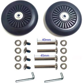 1 Pair/2pcs Luggage Suitcase Replacement Wheels 87mm/100mm, Thk24mm Rubber Outdoor Inline Skate Wheels with 6mm Bearings Repair Kits (OD87xThk24mm/3.42x0.94in)