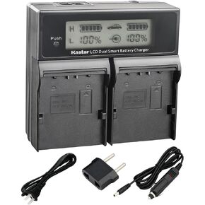 Kastar LCD Dual Smart Fast Charger for SSL-JVC50, SSL-JVC70, SSL-JVC75, BN-S8I50, LC-2J, AA-S3602I, TC-400-JVC650, TC-400-JVC650-TDM, TC200JVC600, TC200JVC600TDM and GY Series Camcorders