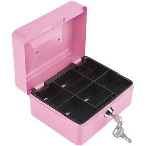 Safe Box with Key Lock, Portable Steel Petty Fireproof Waterproof Cash Security Locking Organizer with Small Combination Anti Theft Household for Travel Home Office Jewelry Documents (Pink)