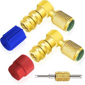 FANOVO R12 to R134A AC Fitting Adapter Kit, Quick Coupler Valve A/C 90° Fitting, High/Low Pressure R12 to R134a Retrofit Kit, R12 to R134a Conversion Kit for Auto A/C Refrigerant System