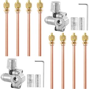 Bullet Piercing Valve Kit, 1/4 SAE Service Access & Valve Bullet Piercing Valve Line for 1/4, 5/16, 3/8 Inch Outside Diameter Pipes, HVAC Service Access Valve for Refrigerator Repair