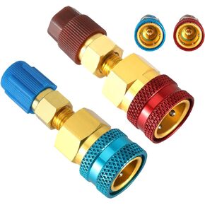 R1234YF to R134A Adapter Kit - Quick Couplers & Hose Fittings for Car A/C System Recharge - High/Low Side R1234YF Refrigerant Conversion Kit