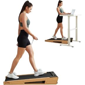 GOYOUTH Walking Pad with 5% Incline, Under Desk Treadmill, Compact Jogging Machine, Wooden Treadmills for Home Office & Small Space, 12 HIIT Programs