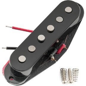 Artec SSA-12 Vintage Style Staggered Alnico 5 Single Coil Neck Middle Bridge Pickup Set for Strat Style Electric Guitar, Black