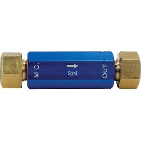 Allstar Performance Residual Pressure Valve, 2 lb, 1/8 in NPT Inlet, 1/8 in NPT Outlet, 3/16 in Inverted Flare Fittings Included, Aluminum, Blue Anodized, Disc Brake, Each (ALL41048)