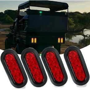 4 Red + 2 White 6" Oval LED Trailer Tail Light Kit,10-LED Stop Turn Brake Reverse Back UP Marker Tail Light for Trailer RV Truck Jeep Bus