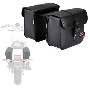 ISSYAUTO Motorcycle Saddle Bags, 2 Pack Universal PU Leather Universal Saddlebags for Shadow Boulevard Sportster 16 Liter Capacity