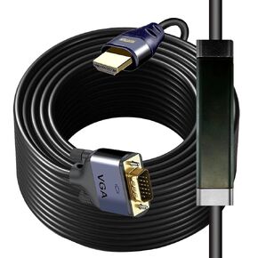 HDMI to VGA 40Ft Cable with IC, Gold-Plated HDMI to VGA Compatible for Computer, Desktop, Laptop, PC, Monitor, Projector,HDTV, Raspberry Pi, Roku, Xbox and More