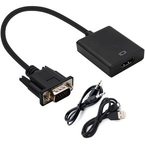 VGA to HDMI Adapter, Audio Support 1080P Resolution VGA to HDMI Adapter(Male to Female) for Computer, PC, Laptop, Monitor