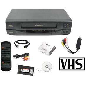 MAGNAVOX VCR Video Cassette Player with Remote, USB Adapter, HDMI Converter (Renewed)