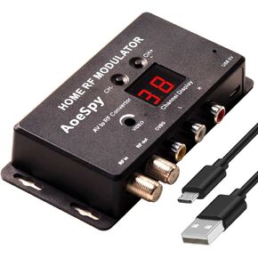 RF Modulator RCA Coaxial Adapter UHF Demodulator Composite Converter w/Antenna (ANT) in/Out & Channel Switch for Roku Fire Stick PS3 Cable Box HD Digital AV Component Video to Analog NTSC Coax TV