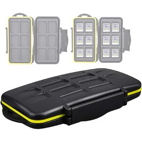 JJC MC-SD12 Water-Resistant Holder Storage Memory Card Case for 12 SD Cards (Black)
