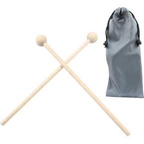 Luomorgo 2 Pcs Wood Xylophone Mallets, Glockenspiel Mallets Bell Mallets Percussion, 8 Inch Drumsticks for Bell, Chime, Tongue Drum Mallets with a Storage Bag