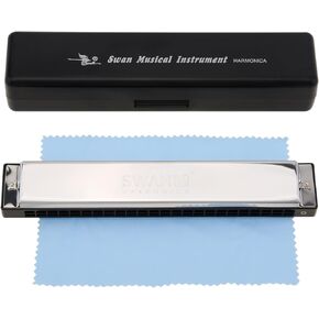 OriGlam Blues Professional Harmonica key of C, 24 Holes Blues Harp Mouth Organ Diatonic Harmonica with Case For Adults, professionals, beginners and students