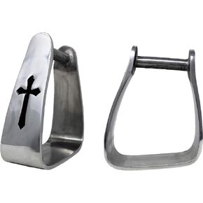 CHALLENGER Western Angled Aluminum Saddle Stirrups w/Black Cross Inlay 5132