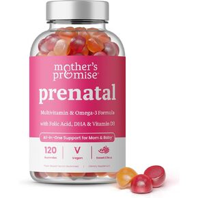 Prenatal Vitamin Gummies with DHA and Folic Acid | Vegan Prenatal Vitamins for Women with Omega 3, Folate & D3, Pregnancy Vitamins for Fetal Development | Gummy Multivitamin Supplement, 120 Count