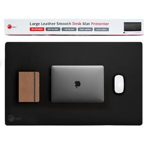 SIIG Extra Large Desk Mat on top of Desk Blotter Protector - 36" x 22" Vegan Leather Mouse Mat for Office, Home Office, Desktop Computer, Laptop, Keyboard and Mouse - Brown