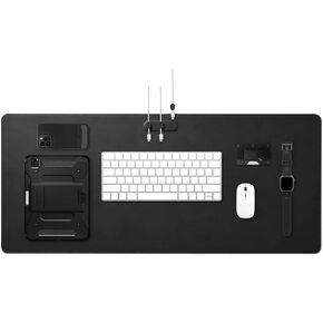 Spigen LD302M وسادة مكتب 35.4 بوصة × 15.7 بوصة قاعدة مطاطية مضادة للانزلاق مقاومة للماء لسطح المكتب فيلو بو الجلود وسادة مكتب الكمبيوتر مع مغناطيس إدارة الكابلات - أسود