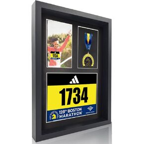 MedalAwardsRack 3 in 1 Shadow Box Display (Medal, Race Bibs, and Photo Display) – Marathon Medal Display, Marathon Medal Frame, Triathlon and Running Bib Holder. in Kuwait