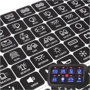 120PCS Car Switch Panel Sticker, Auto Switch Label Decal Kit for Switch Panel AR-800, BA80, GA80, GB80, BB80, BC60, GC60, Text Sticker for Car Dashboard, Boat, RV, Truck Vehicle