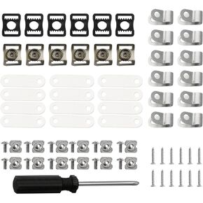 61 Pcs Football Helmet Repair Kit with 1 Screwdriver 12 Chin Buckle 12 R Shape Football Visor Clips 12 Screws 12 Nuts 12 Rubber Gaskets for Youth Adult Hockey Baseball Football Rugby Ice Hockey Sports