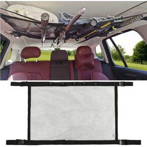 Car Fishing Rod Holder, SUV Ceiling Storage Net, Interior Car Roof Rack Mesh Storage Rack Polyester Mesh Sundries Organizers for Long Travel and Fishing (Black1, L)
