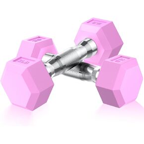 Portzon Weights Dumbbells Pink Colors Compatible with Set of 2 Neoprene/Rubber Dumbbells,1-15 LB, Anti-Slip, Anti-roll, Hex Shape