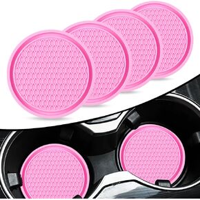 4 PCS Car Cup Holder Coaster, Universal Auto Anti Slip Cup Holder Insert Coaster, 2.75 inch Anti Slip Silicone Car Coaster, Car Interior Accessories, Honeycomb Waterproof Fixed Tea Coaster(Black)