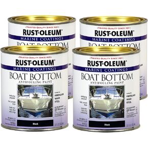 Rust-Oleum 207012-4PK Marine Boat Bottom Antifouling Paint, Quart, Black, 4 Pack