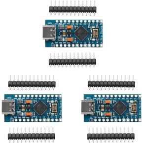 HiLetgo 3pcs Pro Micro ATmega32U4 5V/16MHz Type-C Module with Pin Headers Compitable with Arduino