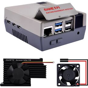 GeeekPi Case for Raspberry Pi 5, Pi 5 Case with Armor Lite V5 Active Cooler, Retro Gaming Game5Pi Case for Raspberry Pi 5 8GB 4GB