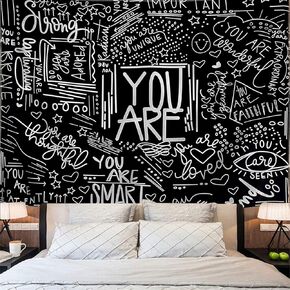 KJHL Quote You Are Wall Tapestry Black and White Inspirational Classroom Kids Tapestries Wall Hanging Motivational Positive Affirmations Saying Aesthetic Tapestry for Bedroom Dorm(30" x 40")